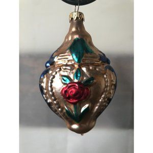 Vintage Mercury Glass hanging Christmas Ornament rose with face hand painted